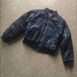 ‘South Pole’ Black Nylon Bomber Jacket
